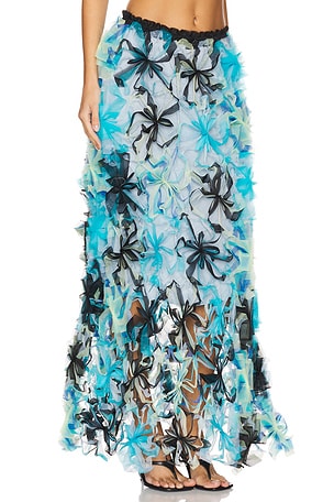 Susan Fang Air-whirl Maxi Skirt in Baby Blue,Black