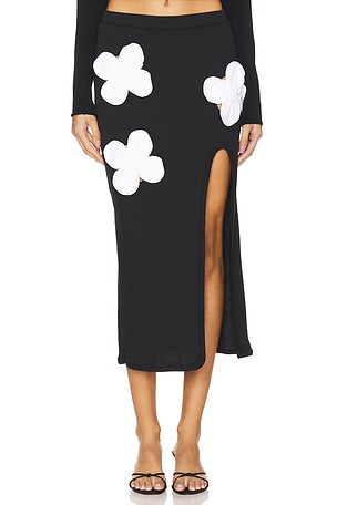 Jersey Flower Skirt With Slit Susan Fang