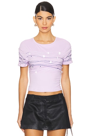 Beaded Short Sleeve Top Susan Fang