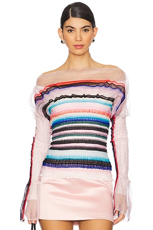 Striped Smocked Top Susan Fang