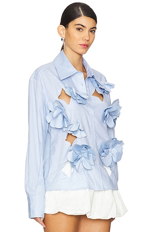 Susan Fang Floral Cutout Shirt in Baby Blue