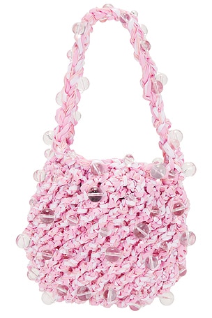 Susan Fang Crochet Beaded Mini Bag in Pink