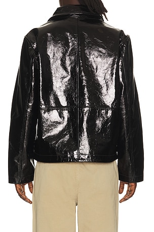 Sunflower Short Leather Jacket in Black