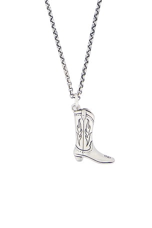 Serge de Nimes Cowboy Boot Necklace in Metallic Silver