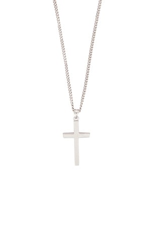 Serge de Nimes Cross Necklace in Metallic Silver