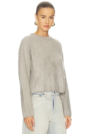 Soft Goat Brushed Crewneck Sweater in Light Grey. Size S. Also