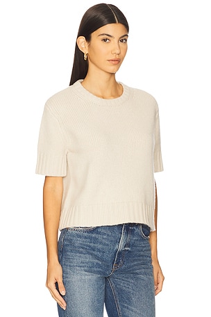 Soft Goat Chunky Short Sleeve Pullover in Ivory
