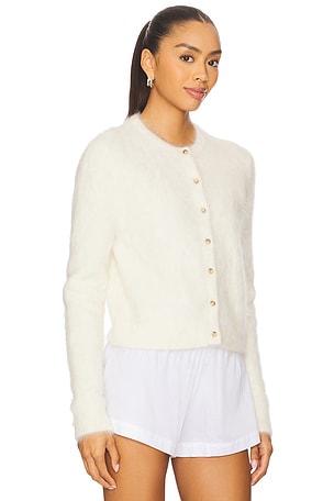 Soft Goat Alpaca Cardigan in White. Size S. Also