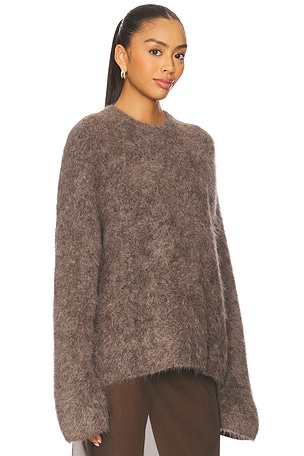 Soft Goat Alpaca Crewneck Pullover in Grey