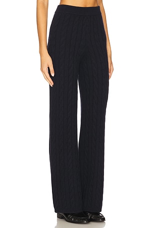 Soft Goat Cable Knit Pant in Navy