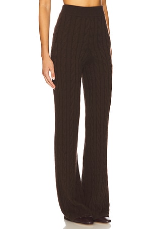 Soft Goat Cable Knit Pants in Brown