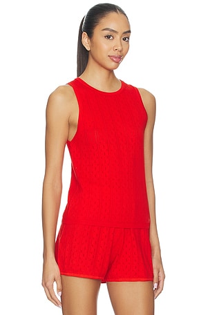 Soft Goat Pointelle Singlet Top in Red