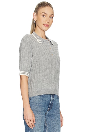 Soft Goat Striped Pique Top in Grey