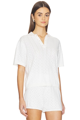 Soft Goat Pointelle Pique Top in Cream