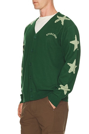Students Golf Dexter Knit Cardigan Sweater in Dark Green