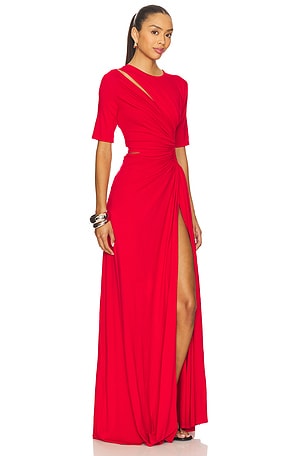 Sid Neigum Gathered Slit Maxi Dress in Red