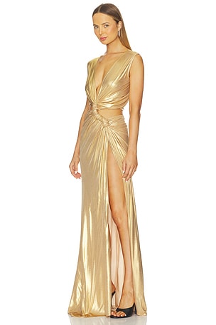 Sid Neigum Triple Loop Dress in Metallic Gold