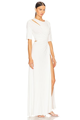 Sid Neigum Gathered Slit Maxi Dress in White