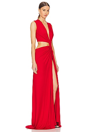 Sid Neigum Triple Loop Knit Dress in Red