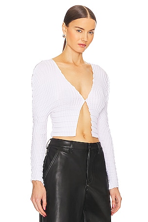Sid Neigum Cropped Knife X Box Pleated Cardigan in White