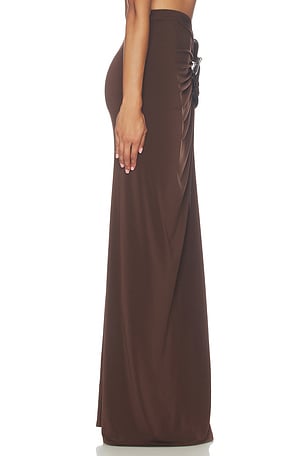 Sid Neigum Floor Length Gathered Belt Skirt in Brown
