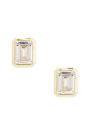 Emerald Cut Bezel Stud Earring SHASHI