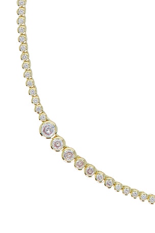 SHASHI Astro Diamond Tennis Necklace in Metallic Gold