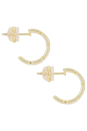 SHASHI Linked Huggie Earring in Metallic Gold