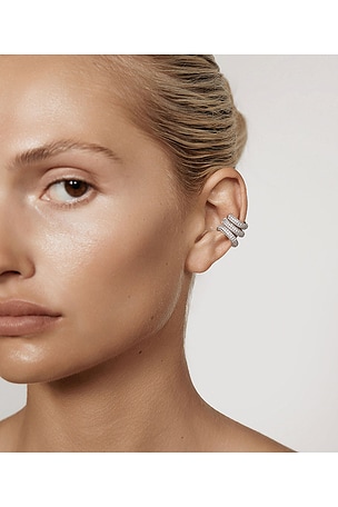 SHASHI Jacque Pave Ear Cuff Set Of Two in Metallic Silver