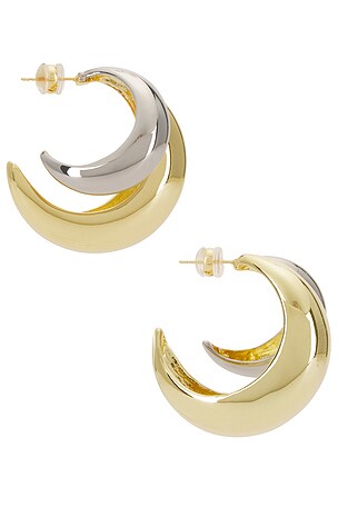 SHASHI Double Tsuki Two Toned Hoop in Metallic Gold