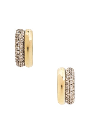 SHASHI Gemini Pave Earring in Metallic Gold,Metallic Silver