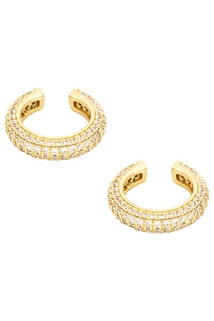 SHASHI Micro Pave Ear Cuff Set in Metallic Gold
