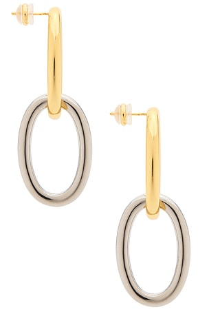 SHASHI Lasso Hoop Earrings in Metallic Gold,Metallic Silver
