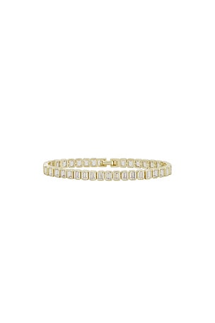 SHASHI Emerald Cut Tennis Bracelet in Metallic Gold