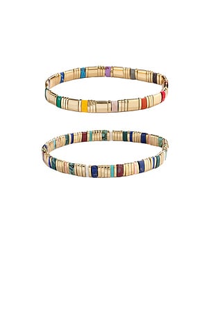 SHASHI Tilu Bracelet Ranger Set in Metallic Gold