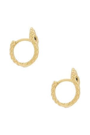 SHASHI Serpent Huggie in Metallic Gold