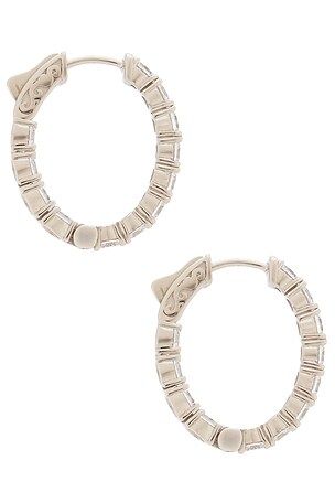 SHASHI Medium Diamond Hoop in Metallic Silver