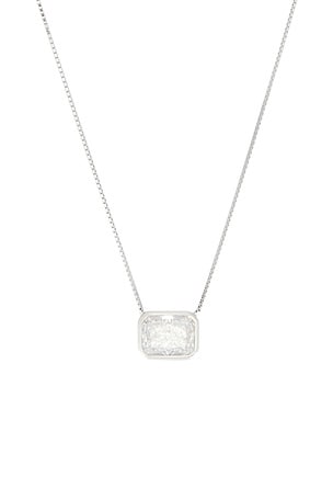 SHASHI Emerald Baguette Necklace in Metallic Silver