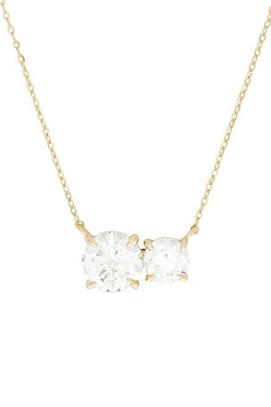 SHASHI Double Solitaire Necklace in Metallic Gold