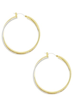 SHASHI Two Toned Vera Hoop in Metallic Gold,Metallic Silver