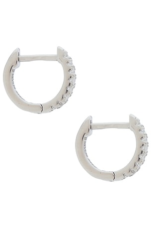 SHASHI Micro Pave Huggie Earrings in Metallic Silver