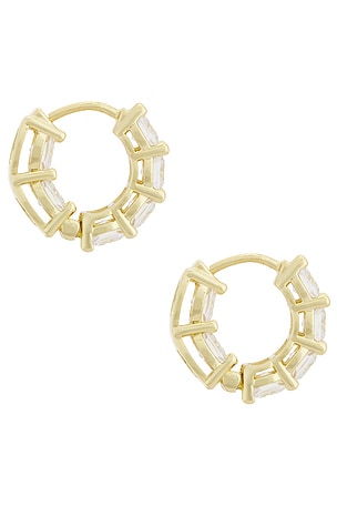 SHASHI Cushion Cut Diamond Huggie Earrings in Metallic Gold
