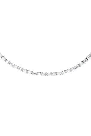 SHASHI Oval Tennis Necklace in Metallic Silver