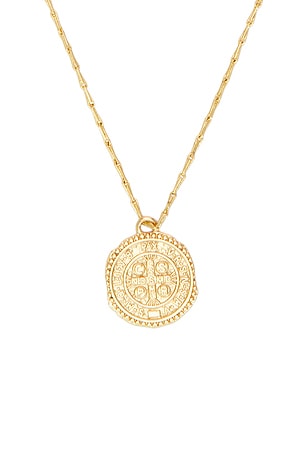 SHASHI Medallion Chain Necklace in Metallic Gold