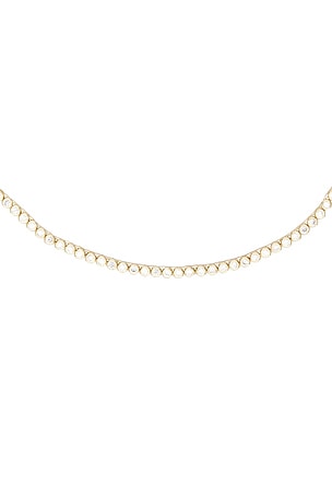 SHASHI Bezel Tennis Necklace in Metallic Gold