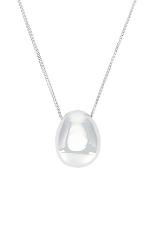 SHASHI Carter Pendant Long Necklace in Metallic Silver