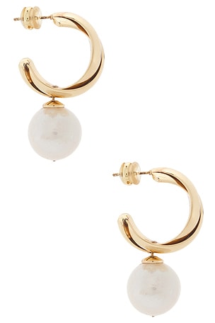 SHASHI Ross Pearl Earring in Metallic Gold,White