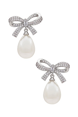 Pave Bow Pearl Drop Earring SHASHI