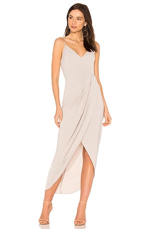 maxi dress ruched waist Tamsin Ruched Drop-Waist Maxi Dress Black / XS