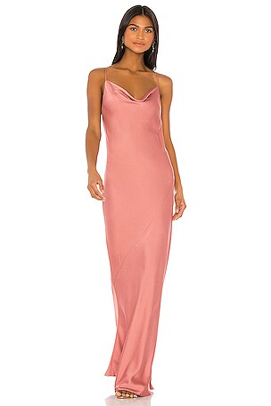 Shona Joy Luxe Bias Cowl Slip Dress in Rose